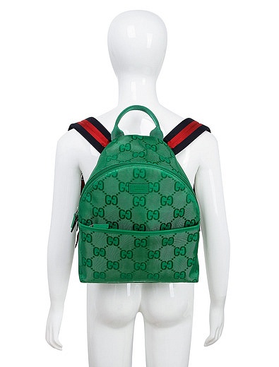 Зеленый рюкзак с узором GG GUCCI - 1504528170034 - Фото 4