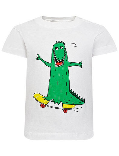Белая футболка с крокодилом Stella McCartney - 1134619274480 - Фото 1