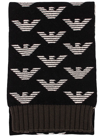 Шерстяной шарф с логотипами EMPORIO ARMANI - 1224518180033 - Фото 1