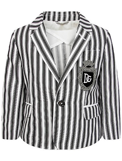 Однобортный костюм в полоску с гербом DG из 2 изд. Dolce & Gabbana - 6024519070013 - Фото 4