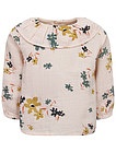 Блуза из хлопка с цветочным принтом - 1034509285599
