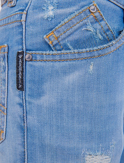 Голубые джинсы с потертостями EMPORIO ARMANI - 1161519770033 - Фото 2