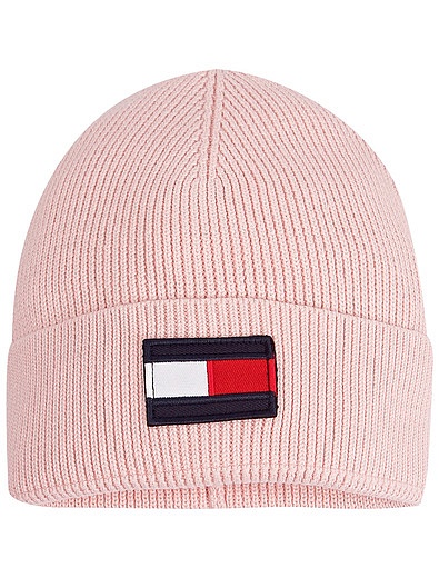 Розовая шапка из хлопка с логотипом TOMMY HILFIGER - 1354528180560 - Фото 1