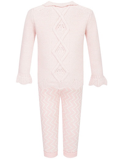 Комплект из розовых кардигана и брюк с белым джемпером Leoking - 3034500280218 - Фото 2
