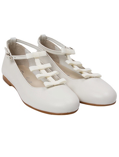 Белые туфли из натуральной кожи с бантиками Oca-Loca - 2012108670342 - Фото 1
