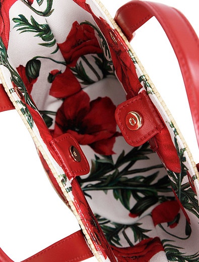 Соломенная сумка с аппликацией логотипа Dolce & Gabbana - 1204508370071 - Фото 4