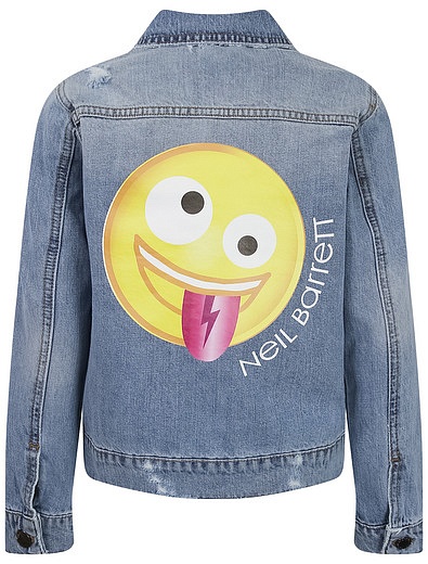 Джинсовая куртка со смайликом на спине NEIL BARRETT KIDS - 1074519170010 - Фото 2