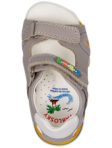 Серые кожаные сандалии с логотипом Pablosky - 2074519271488 - Фото 4