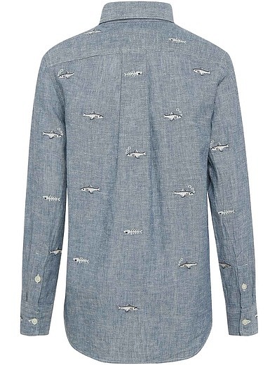 Рубашка с карманом и вышивкой в виде рыб Ralph Lauren - 1011419871050 - Фото 3