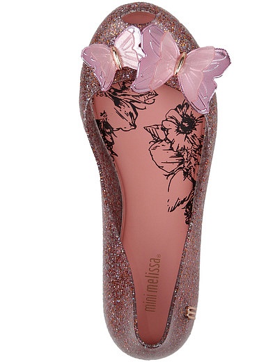 Розовые балетки с бабочками MELISSA - 2014509171213 - Фото 4