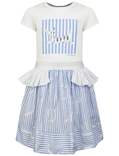Хлопковый комплект из юбки и футболки Simonetta - 3023009970300 - Фото 1