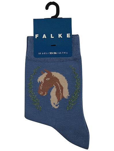 Синие носки с лошадкой FALKE - 1534509170173 - Фото 1